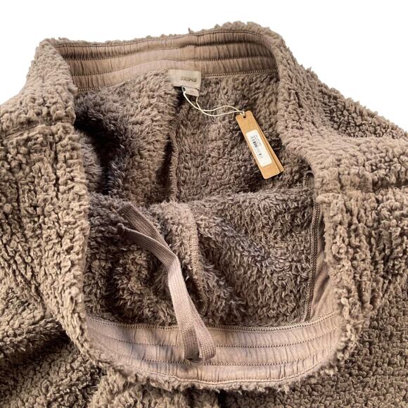 Skims Jogger Women Plus 3X Amethyst Tan Brown Teddy Sherpa Zip Pocket Drawstring - Picture 5 of 7